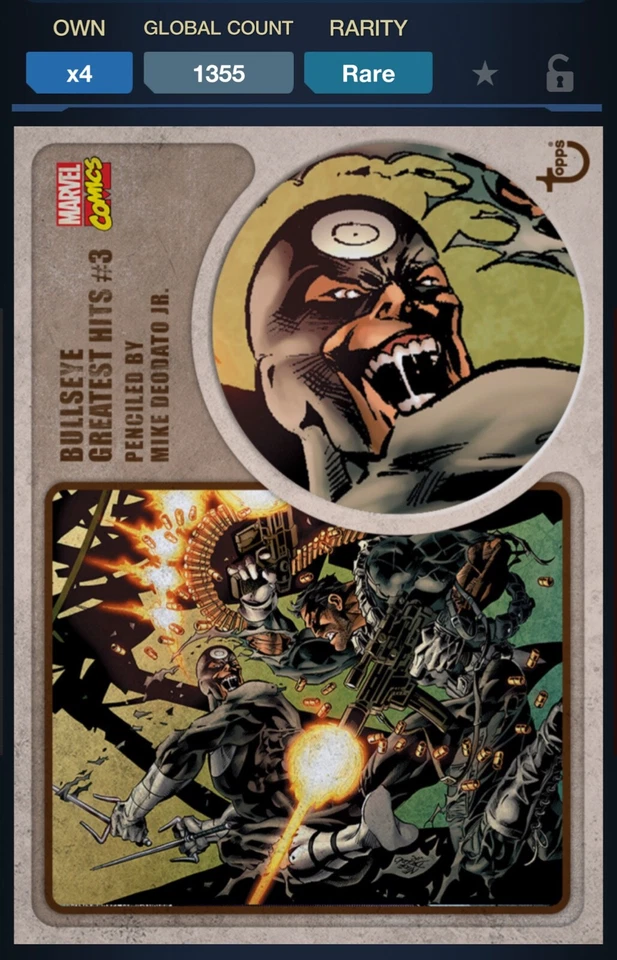 Topps Marvel Collect DIGITAL IN DETAIL BULLSEYE GREATEST HITS 1355CC - Image 1 of 1