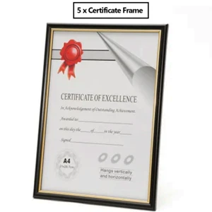 5 x A4 Certificate Photo Frame Documents Display Frames Wall Hang Home Decor - Picture 1 of 2