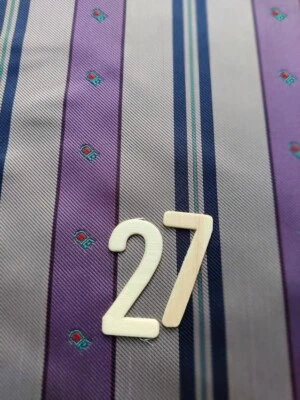 tissu ancien n°27  rayures lavande, gris clair et bleu nuit - Photo 1/2