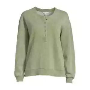 Time and Tru Women's Washed Henley Top Green Chili XXL (20) Medium Weight - Picture 1 of 4