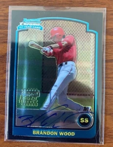 2004 Bowman Chrome Draft Autograph #BDP170 Brandon Wood Angels Free Shipping - Picture 1 of 2