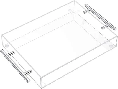 Clear Acrylic Serving Tray 16"x12" - Coffee Table Living Room Kitchen Decorative - Image 1 of 4
