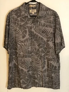 L CAMPIA MODA Men's Vintage Gray Rayon Floral Hawaiian Shirt NEVER WORN - Picture 1 of 4