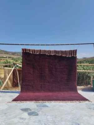 Alfombra marroquí alfombra sangre de buey color, alfombra marroquí, alfombra Beni, lana hecha a mano Foto 1 de 4