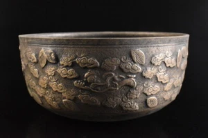 T6530: Japanese Copper Cloud Dragon sculpture BUDDHIST BELL Buddhist art - Picture 1 of 7