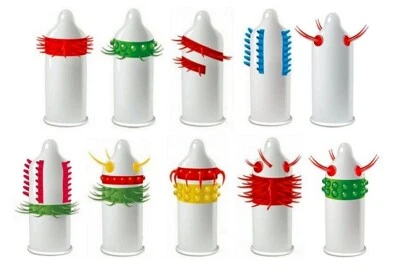 EGZO spezielle Kondome mit Rippen Noppen Kugeln und Stacheln, extra Stimulation - Bild 1 von 4
