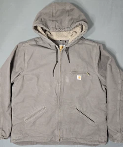 carhartt Sierra Detroit jacket womens XL VTG rare Gray hood sherpa lined insulat - Picture 1 of 14