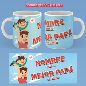 TAZA PERSONALIZADA MEJOR PAPA DEL MUNDO NIÑO NOMBRE PERSONALIZADO DIA DEL PADRE - Imagen 1 de 1