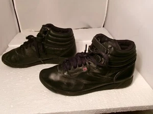 Vintage Reebok Classic Freestyle Hi Top Aerobic Sneakers Black Women Size 7.5 - Picture 1 of 14