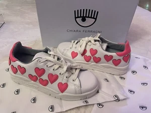 Chiara Ferragni Pink hearts shoes sneakers Size 36 Italy NIB Rare - Picture 1 of 7