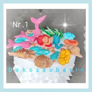 Meerjungfrau Meer Tortenaufleger Geburtstag Tortendeko Figuren Deko Set Fondant - Bild 1 von 3