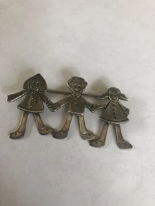 925 Silber - Vintage Holding Hand Kinder & Hänger Beine Brosche Anstecknadel - - Bild 1 von 5