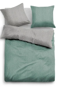 Tom Tailor Flanell Bettwäsche  847652-842 Uni-Melange grün 135 x 200 cm - Bild 1 von 2