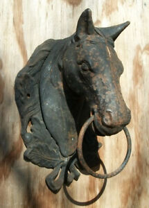 Rustic Cast Iron Horse Head Hitching Post & 4" Ring