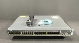 Cisco WS-C3750X-48T-S 48 Port Gigabit Switch w/C3KX-NM-10G Module - Picture 1 of 5