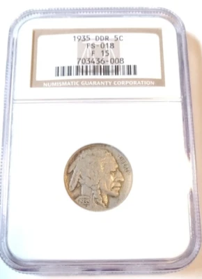 1935 DOUBLED DIE REVERSE NGC F15 (FS-018) BUFFALO NICKEL - Image 1 of 3