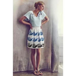 Anthropologie MAEVE Swirled Snail Skirt Pleated Pockets Whimsical Snails X-Small - Picture 1 of 15