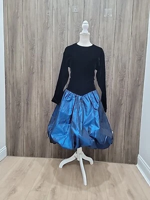 VTG'80s Handmade Prom Formal Dress Black Velvet / Iredesent Taffeta Skirt  - Image 1 of 4