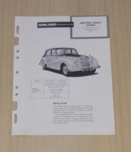 ARMSTRONG SIDDELEY Sapphire MK I GIRLING 1952-54 Brakes Maintenance Data Guide - Picture 1 of 3