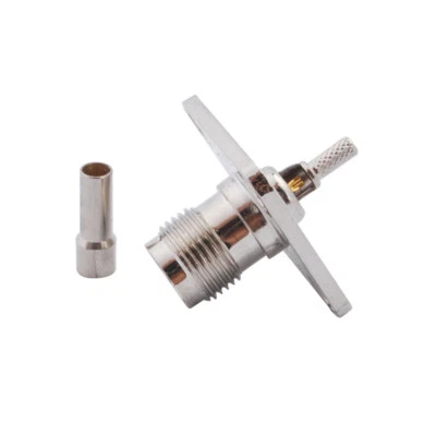 TNC Female Flange 4 Hole Panel Mount Crimp RG316 RG174 LMR100 cable RF Connector - Image 1 of 4