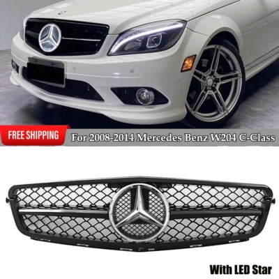 Front Grille Grill With LED Star For Mercedes Benz W204 C250 C350 2008-2014 Foto 1 de 4