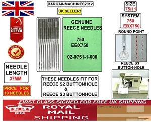 REECE S3 BUTTON-HOLE SYSTEM:750 EBX750 SIZE:75/11 INDUSTRIAL SEWING MCHN NEEDLE - Picture 1 of 3