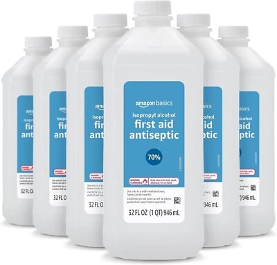 Amazon Basics 70% Isopropyl Alcohol First Aid Antiseptic Case Of 6 - 32 Fl Oz - Imagem 1 de 3