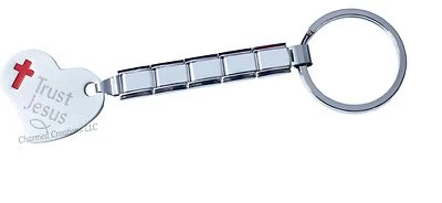 Llavero Trust Jesus 9 mm encanto italiano eslabones de acero inoxidable cruz religiosa Foto 1 de 2