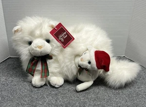 Vintage Walmart 18 Zoll Plüsch Kätzchen Katze langes Haar weiß realistisch Holiday Time - Bild 1 von 6