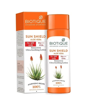 Biotique Sun Shield Aloe Vera 75+ SPF Sunscreen Ultra Soothing Lotion, 190ml - Image 1 of 4