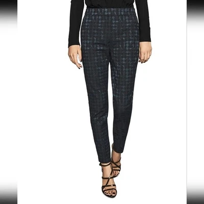 Pantalones ajustados Reiss Laura metalizados pata de gallo en azul gasolina y negro talla 8 Foto 1 de 4