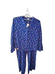 M&S X Ghost nwt pajamas womens 16 short pants 18 top blue floral viscose - Picture 1 of 4