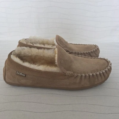 L.L. Bean Mens Wicked Good Venetian Tan Suede Hard Sole Slipper Shoes Size 10 M - Image 1 of 4