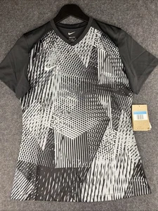 Womens Exercise Shirts Nike Medium Short Sleeve Athletic Gym Training Top Black - Picture 1 of 4