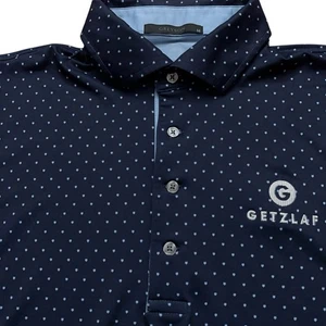 Greyson Polo Shirt Mens Size M Performance Golf Stretch Polka Dot Geometric Blue - Picture 1 of 7