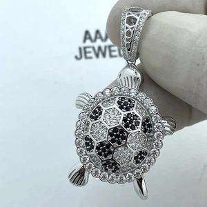 REAL 925  STERLING SILVER CUBIC ZIRCONIA  TURTLE PENDANT - Picture 1 of 6