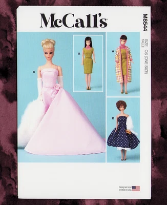 NEW 11½" Barbie Fashion Doll Clothing & Accessories Sewing Pattern~McCalls 8544 - Image 1 of 3
