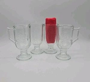 4 tazas de café irlandesas transparentes de colección Indiana árbol de Navidad navideño en relieve de 5,5" - Imagen 1 de 7