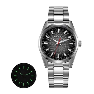 BERNY Uhr 10ATM Saphir leuchtend Mode Quart Uhren voll Edelstahl - Bild 1 von 16