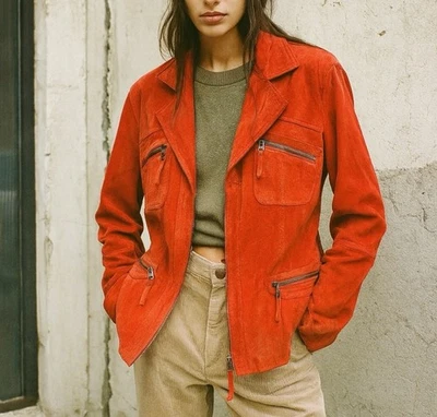 Bonita Vintage Suede Rust Zip Jacket - Image 1 of 4