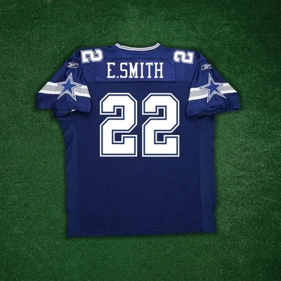 Camiseta azul Emmitt Smith Reebok Dallas Cowboys NFL autêntica em campo EQT Home - Imagem 1 de 4