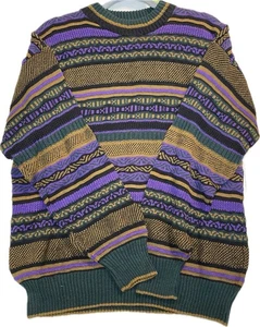Vintage 90s Bugle Boy Co. Coogi Like Knit Grandpa Sweater Size Large Men’s - Picture 1 of 6