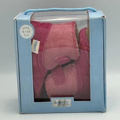 Robeez Suelas Suaves Rosa Acogedor Zapatos Botas Talla 0-6 Meses Forrado Sherpa Nuevo En Caja Foto 1 de 4