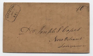 c1850 Georgetown DE boxed straightline stampless handstamp on cover to LA [S.350 - Picture 1 of 3
