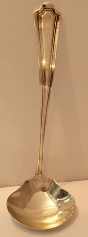 Antique Silver Sauce Ladle Cross & Crown Mark Cover