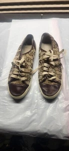 Michael Kors Monogram Jaquard Bronze Women's Tennis Shoes Size 10M - Picture 1 of 9