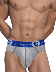 WildmanT Big Boy Pouch Cotton Brief Gray and Blue - Picture 1 of 9