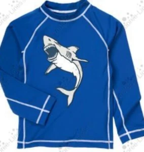 NWOT Boys 3 Gymboree SWIM SHOP Blue SHARK Top RASH GUARD UPF +50 LONG SLEEVE - Picture 1 of 2