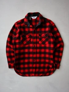 Vintage 70s 80s Woolrich CPO Buffalo Plaid Shirt Size M Made in USA - Picture 1 of 5