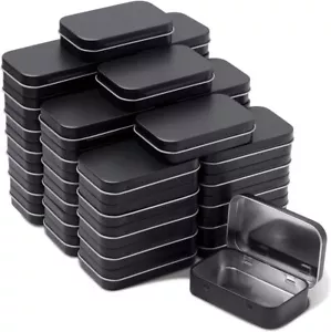 40 Pack Metal Rectangular Hinged Tins, Matte Black Mini Portable Box Containers - Picture 1 of 3